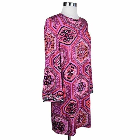 Emilio Pucci Pink Signed Print Stretch Silk Dress Size 8 - Picture 6 of 14